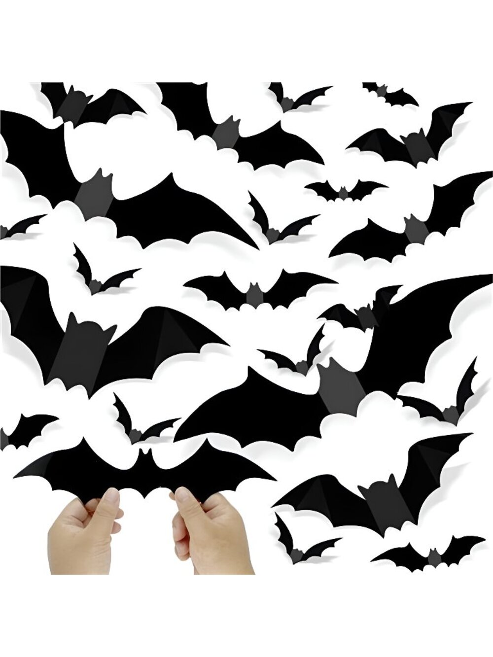 100 Pcs Bats Halloween Decoration 3D Bats Wall Decor PVC Wall Bats Stickers for
